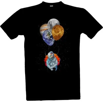 Tričko s potiskem Kosmonaut s balónky planet pánské