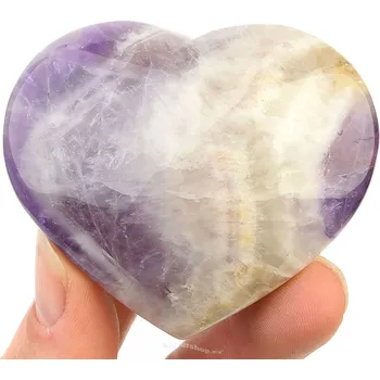 Přírodní kámen Hladké srdce ametyst chevron 112g