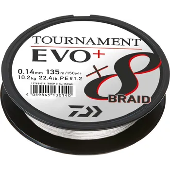 Daiwa pletená šňůra Tournament X8 Braid Evo+ White 135m Průměr: 0,12mm
