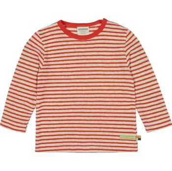 Dětské pruhované triko s dlouhým rukávem s příměsí lnu Tmavě oranžová loud + proud Velikost: 110/116