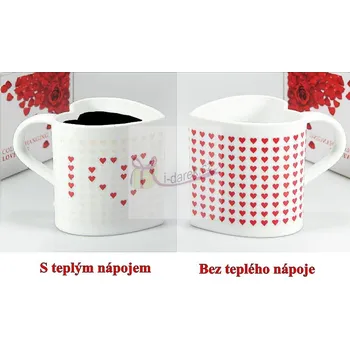 Žertovný předmět Magický hrnek tvar srdce - MILUJI TĚ