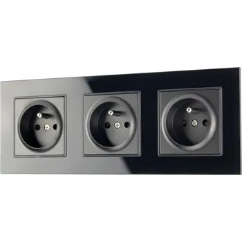 Elektrická zásuvka APPIO Skleněná trojzásuvka, černá