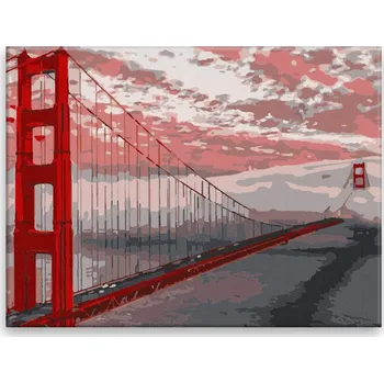 Malování podle čísel - Golden Gate Bridge - 40x30 cm, bez dřevěného rámu - CZ výroba