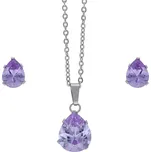Doria Set šperků z oceli stříbrno-fialový K359