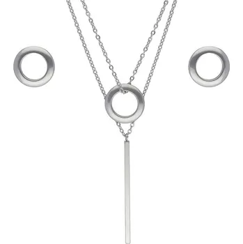 Souprava šperků Doria Set šperků z oceli stříbrný s kroužky K161