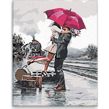 Dětské zboží Malování podle čísel - Loučení v kapkách deště - 40x50 cm, bez dřevěného rámu - CZ výroba