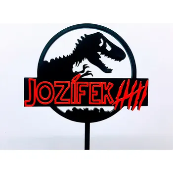 Dortová svíčka Zápich kulatý na styl Jurský park (i možnost jména, věku)