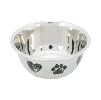 Miska pro psa Trixie Nerezová miska, motiv tlapky/srdce, protiskluzové dno Litráž: 500 ml