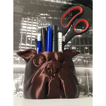 Anglický buldok - kelímek na tužky (hnědá, šedá, zelená a jiná dle domluvy)