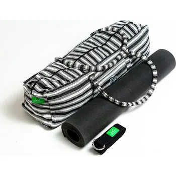 Sada na jógu černobílá - jutová podložka, taška, opasek