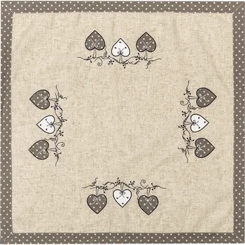 Povlečení BO-MA Trading Ubrus Srdíčka puntík šedá, 85 x 85 cm
