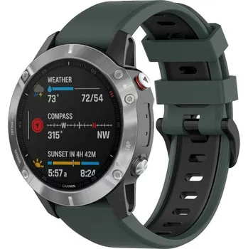Ostatní příslušenství k chytrým hodinkám eses Silikonový řemínek pro Garmin - Tmavě zeleno černý, QuickFit 22 mm