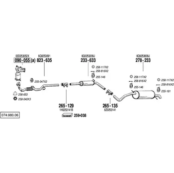 Katalyzátor katalyzátor výroba AS/BM Bosal 90-055A
