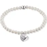 Náramek ENGELSRUFER Srdce s andělským křídlem a perlami ERB-HEARTWING-PE