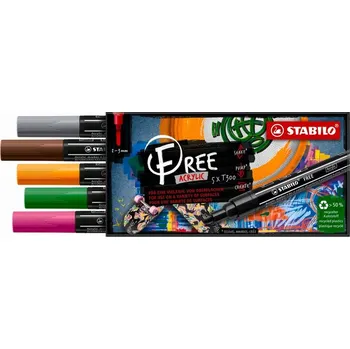 Akrylový popisovač STABILO Free T300 kulatý, 5ks Vintage