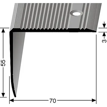 Stavební profil Schodový profil 70 x 55 mm (šroubovací) | Küberit 530 Im. nerezu F2