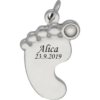 Náhrdelník Doria Přívěsek nožička s gravírováním z oceli stříbrná