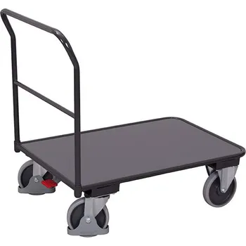 Plošinový vozík Manipulační vozík skladový VARIOfit, 1000 x 700 mm, nosnost 400 kg, barva antracit RAL7016 /deska šedá