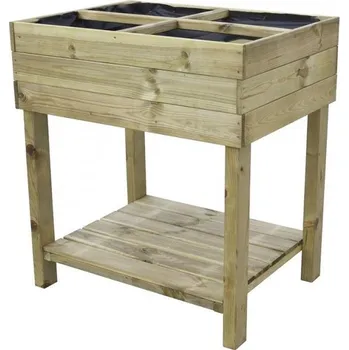 Vyvýšený záhon Dřevěný záhon na vyvýšených nohách - 4 oddíly
