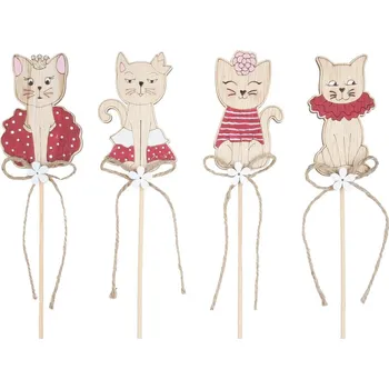 Kočka dřevěná 5 cm + špejle 7346