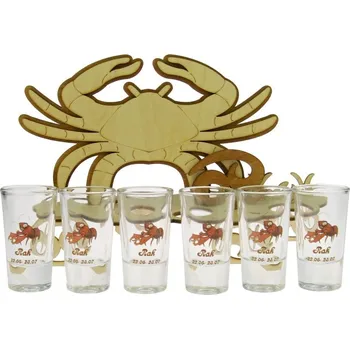 Sklenice Sada 6 odlivek "Rak" (Znamení zvěrokruhu s šesti panáky)