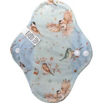Breberky BIO Slipová vložka (PUL) - Ptáčci u jeřabin & přírodní bambusovo-biobavlněné froté