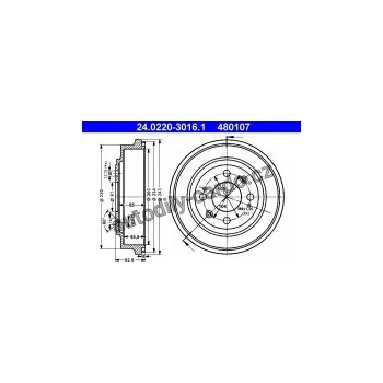 Brzdový buben Brzdový buben ATE 24.0220-3016 - HONDA