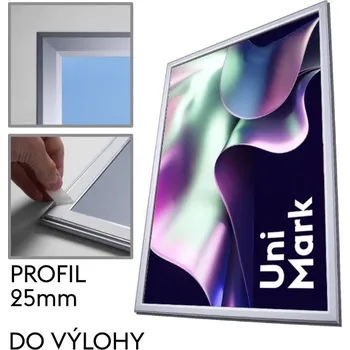 Reklamní Klaprám do výlohy s profilem (šířkou rámu) 25 mm Formát A3, ostrý roh (WKRA3G25)
