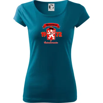 Dámské tričko Narozena v Československu - Přelepený znak 1972 - Dámské triko Pure - XS ( Petrolejová )