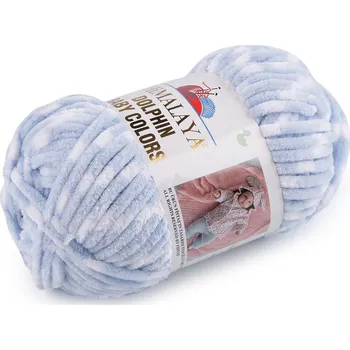 Příze Pletací žinylková příze Dolphin Baby Colors 100 g, barva 6 (80430) modrá světlá bílá