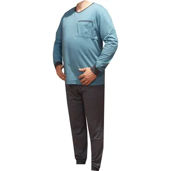 Pánské pyžamo xcena Pyžama bavlněné pánské tyrkysové Velikost: XXXL