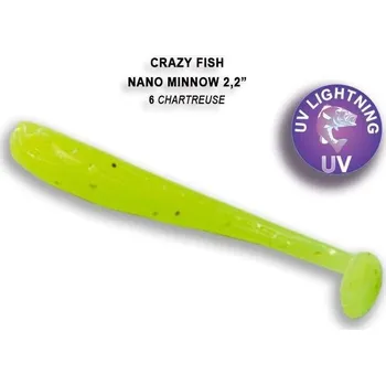 Umělá nástraha Gumová nástraha Crazy Fish Nano Minnow 5,5cm 06 Chartreuse (8ks)