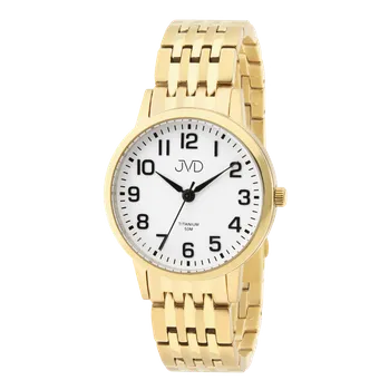 Hodinky JVD Pánské náramkové zlacené  titanové antialergické hodinky JVD JE5001.3 (JVD Pánské náramkové zlacené titanové antialergické hodinky JVD JE5001.3)