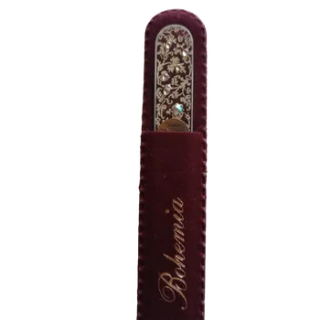 Skleněný pilníček na nehty, čirý podklad s křišťály Swarovski Elements®, Kamínky I - 110 mm