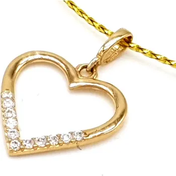 Přívěsek Drobné zlaté srdce poseté zirkony