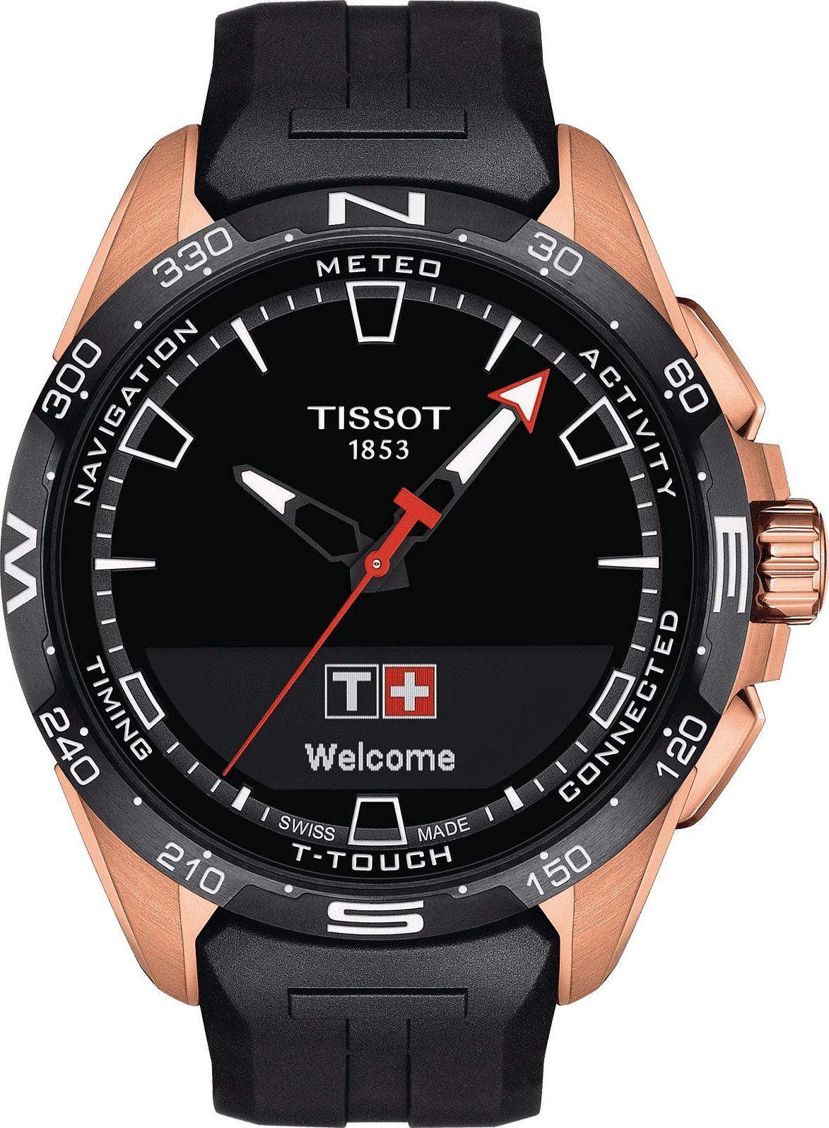 Tissot T-Touch Connect Solar - Orologio Uomo Quarzo In Acciaio E Pelle, Cassa 47.5mm, Funzioni Tattili, Swiss Made