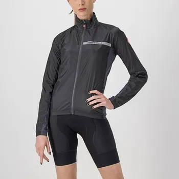 Cyklistická bunda CASTELLI dámská větrovka Squadra Stretch, light black/dark gray L