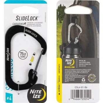 Vybavení pro přežití NITE IZE SlideLock Stainless Steel Ocelová karabina s pojistkou, černá - velikost 4