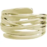 Pozlacený stříbrný prsten široký rovný s překříženým středem bez krystalů (Stříbro 925/1000)