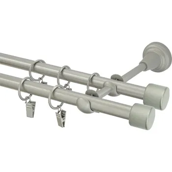 Garnýž kovová 190 cm dvouřadá - dvojitá 16 válec double matná stříbrná