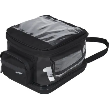 Zavazadlo na motocykl Tankbag na motocykl f1 qr, oxford (černý, s rychloupínacím systémem na víčka nádrže, objem 18 l)