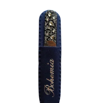 Skleněný pilníček na nehty s křišťály Swarovski Elements®, černý podklad III - 90 mm