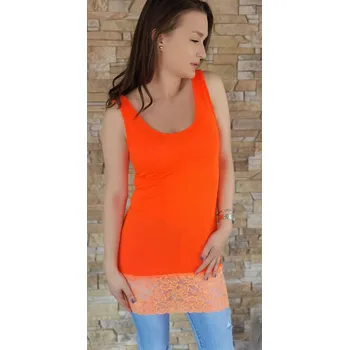 Dámské tílko s krajkou neon oranžové