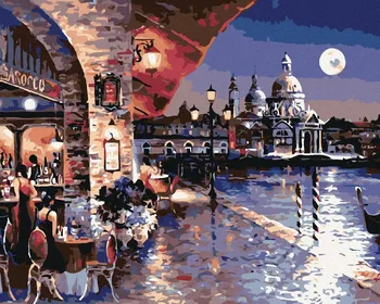 Zuty Noční Benátky s rámem 40 x 50 cm