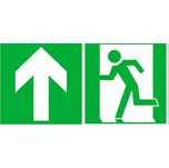 Tabulka – Nouzový východ vlevo, šipka nahoru, 40 × 20 cm, hliník