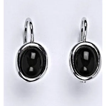 Drahý kámen Zlaté náušnice, přírodní Onyx 8x6 mm , bílé i žluté zlato - NK 1355 (onyx 8x6 mm)