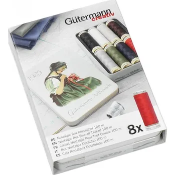 sada nití Gütermann 10ks v plechové retro krabičce