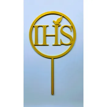 Dortová svíčka Zápich - Svaté přijímání IHS #1 v kruhu (bílá, černá, zlatá...)
