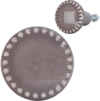 Dveřní kování Taupe kulatá keramická vintage úchytka - Ø 3*4 cm