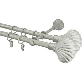 Garnýž Garnýž kovová 130 cm dvouřadá - dvojitá 16 mušle double matná stříbrná